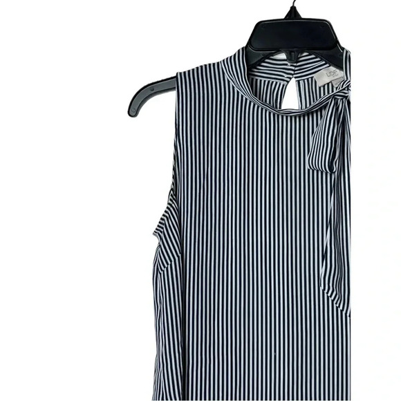 1752. LOFT OUTLET STRIPED SLEEVELESS TOP SIZE XSMALL MOCK NECK WITH BOW KEYHOLE‎ - Picture 4 of 10